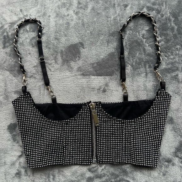 Dolls Kill Other - POSTER GRL DOLLS KILL UNDERBUST CORSET- RHINESTONE [DAMAGED] SIZE: SMALL